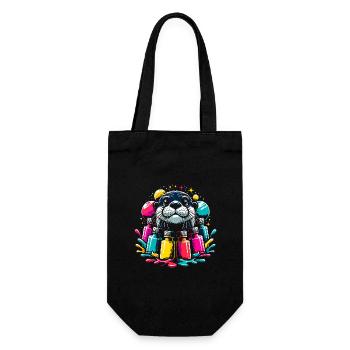 Drôle de loutre avec beaucoup de couleurs vives - Sac à bouteille - noir - Devant