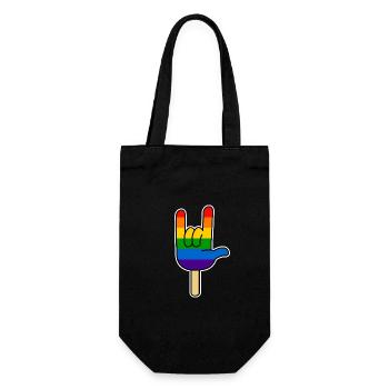 Rock ´n Roll - I Love You, Eis am Stiel Regenbogen - Geschenkbeutel für Flaschen - Schwarz - Vorne
