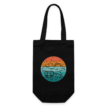Retro Camper Bus Caravan Vintage Camper Graphic - Gift Bag for Bottles - black - Front