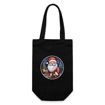 Weihnachtsmann klassisch - Geschenkbeutel für Flaschen - Schwarz - Vorne