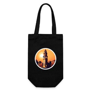 Sonnenuntergang Turm Uhr - Geschenkbeutel für Flaschen - Schwarz - Vorne