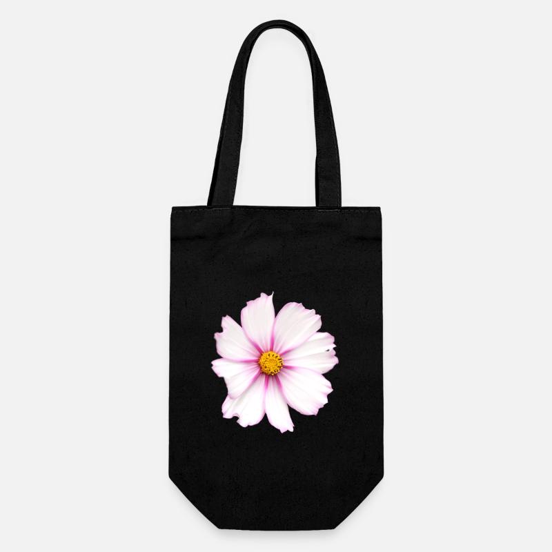 weiße Blume - Geschenkbeutel für Flaschen - Schwarz