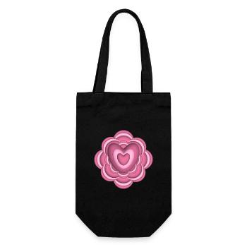 Rosa Herz mit Blume, eine lieb Überraschung. - Geschenkbeutel für Flaschen - Schwarz - Vorne