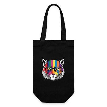 Lynx Feline Glasses Colorful Cool - Gift Bag for Bottles - black - Front