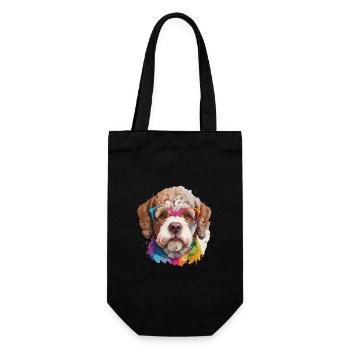 Lagotto romagnolo Hund Cool in Brille - Geschenkbeutel für Flaschen - Schwarz - Vorne
