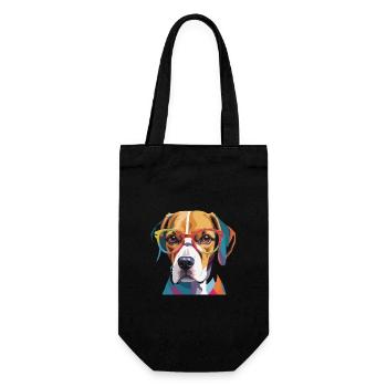 Beagle Dog Cool with Glasses - Gift Bag for Bottles - black - Front