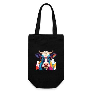 Cow Cool with Glasses Cool - Gift Bag for Bottles - black - Front