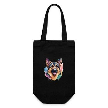 Deutscher Schäferhund Cool Colorful Deutscher Schäferhund - Geschenkbeutel für Flaschen - Schwarz - Vorne