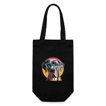 Deutsche Dogge Dogge Hund Bunte Brille - Geschenkbeutel für Flaschen - Schwarz - Vorne