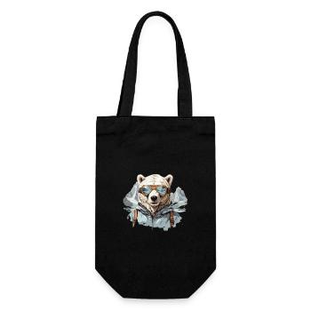 Polar bear Cool with ski goggles in Bergen - Gift Bag for Bottles - black - Front
