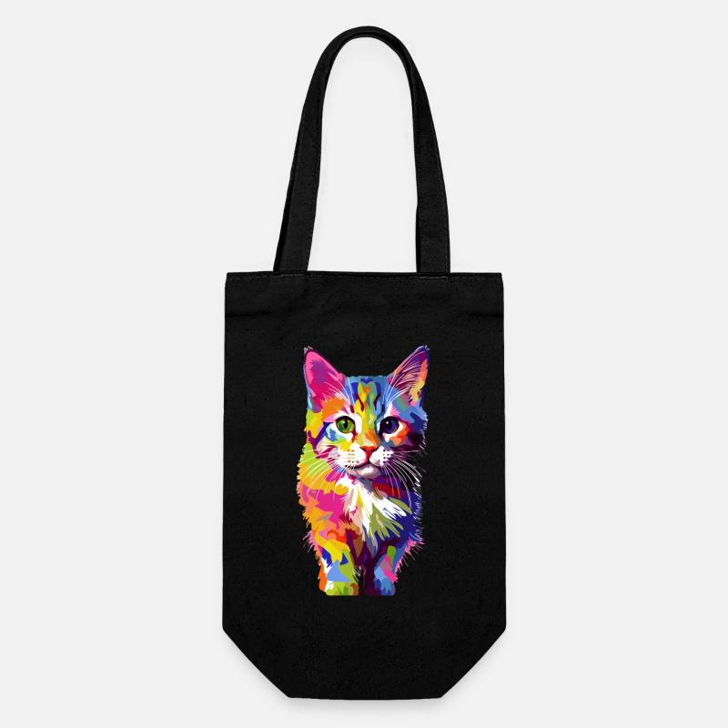 Chat coloré espiègle - Sac à bouteille - noir