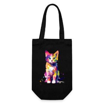 Farbklecks Katze - Geschenkbeutel für Flaschen - Schwarz - Vorne