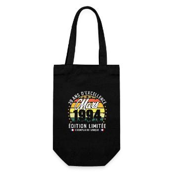 Vintage Cadeau Anniversaire 29 Ans Mars 1994 - Sac à bouteille - noir - Devant