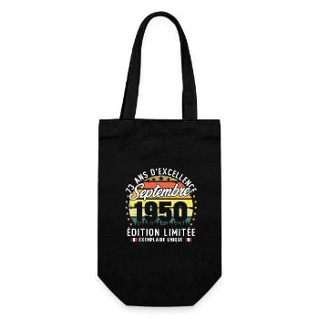 Vintage rétro septembre 1950 anniversaire 73 Ans - Sac à bouteille - noir - Devant