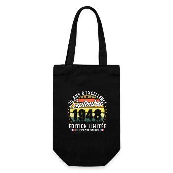 Vintage rétro septembre 1948 anniversaire 75 Ans - Sac à bouteille - noir - Devant