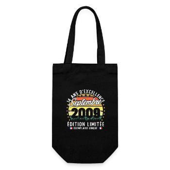 Vintage rétro septembre 2009 anniversaire 14 Ans - Sac à bouteille - noir - Devant