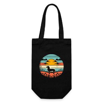 Teckel Vintage coucher de soleil - Sac à bouteille - noir - Devant
