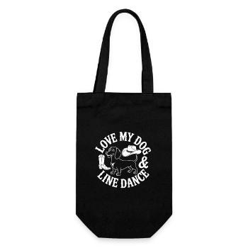 Ich liebe meinen Hund und Line Dance - Geschenkbeutel für Flaschen - Schwarz - Vorne