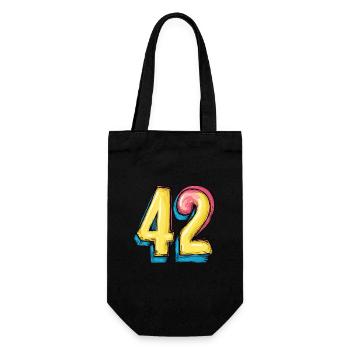 42 Zahl Comic - Geschenkbeutel für Flaschen - Schwarz - Vorne