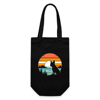 French Bulldog Vintage Sunset dark - Gift Bag for Bottles - black - Front