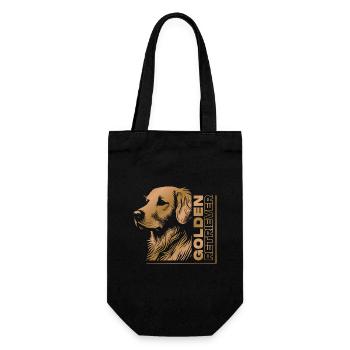 Golden Retriever Goldie Zeichnung Kopf gold - Geschenkbeutel für Flaschen - Schwarz - Vorne