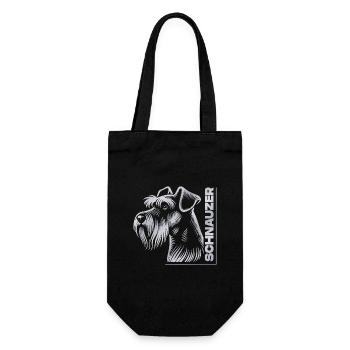 Schnauzer Portrait dessin tête argent - Sac à bouteille - noir - Devant