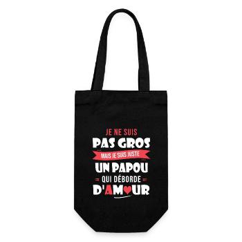 Papou pas gros trop d amour papa papi cadeau fete - Sac à bouteille - noir - Devant