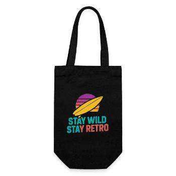 Stay Wild Stay Retro Surf - Geschenkbeutel für Flaschen - Schwarz - Vorne