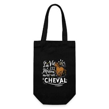 Life is better with a horse, rider - Gift Bag for Bottles - black - Front