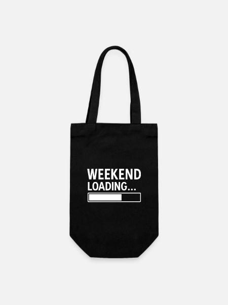 Weekend Loading... – Funny Minimal Design - Gift Bag for Bottles - black