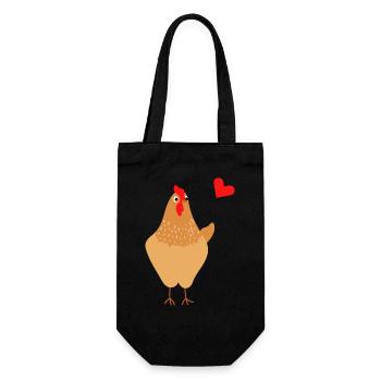 Ballon poulet avec coeur - Idée cadeau - Cadeau - Sac à bouteille - noir - Devant