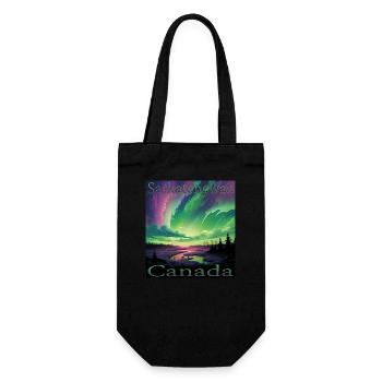 Canada Saskatchewan Northern Lights Holiday Design - Gift Bag for Bottles - black - Front
