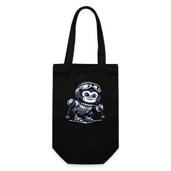 Affe Gorilla Schimpanse Ski Skifahrer Design - Geschenkbeutel für Flaschen - Schwarz - Vorne