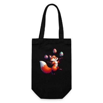 Ostern Fuchs Jongleur mit Eiern - Geschenkbeutel für Flaschen - Schwarz - Vorne