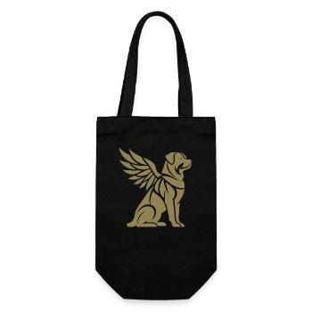 hund rottweiler engel flügel silhouette - Geschenkbeutel für Flaschen - Schwarz - Vorne