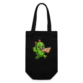 Cute Cactus Pizza Heart Comic - Gift Bag for Bottles - black - Front