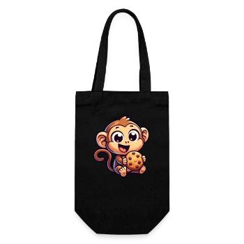 Chimpanzé avec friandise sucrée au biscuit - Sac à bouteille - noir - Devant