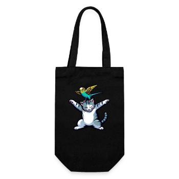 Cute Cat Budgie Friends Pets - Gift Bag for Bottles - black - Front