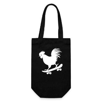 Chicken Rooster Hen Skateboard Skater Silhouette - Gift Bag for Bottles - black - Front
