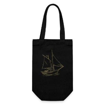 Voilier Silhouette Mer Design Minimaliste - Sac à bouteille - noir - Devant