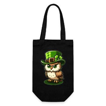 Süße St. Patrick's Day Eule mit Zylinder - Geschenkbeutel für Flaschen - Schwarz - Vorne