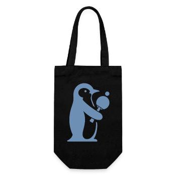 Penguin Table Tennis Table Tennis Player Silhouette - Gift Bag for Bottles - black - Front