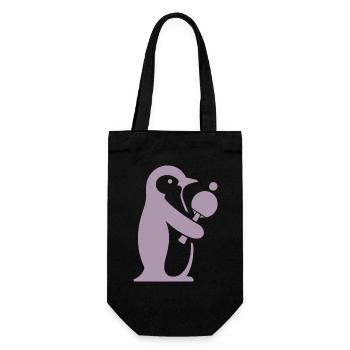 Penguin Table Tennis Table Tennis Player Silhouette - Gift Bag for Bottles - black - Front