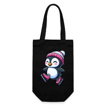 Cute Cartoon Penguin Skating Figure Skating - Gift Bag for Bottles - black - Front
