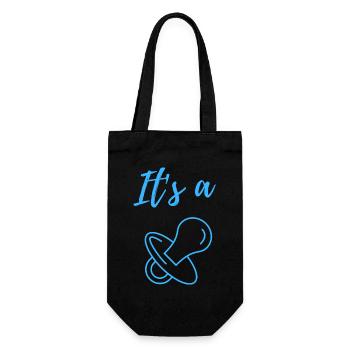 Baby Announcement Pregnancy - Boy - Surprise - Gift Bag for Bottles - black - Front