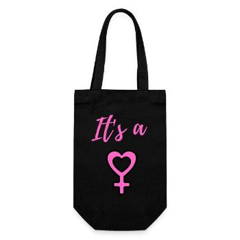 Baby Announcement Pregnancy - Girl - Surprise - Gift Bag for Bottles - black - Front
