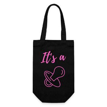 Baby Announcement Pregnancy - Girl - Surprise - Gift Bag for Bottles - black - Front