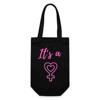 Baby Announcement Pregnancy - Girl - Surprise - Gift Bag for Bottles - black - Front