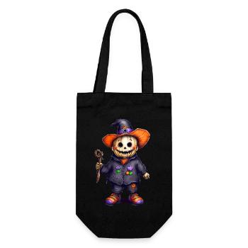 Kürbis Halloween Monster Vogelscheuche Hexenhut - Geschenkbeutel für Flaschen - Schwarz - Vorne