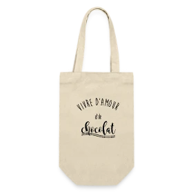 Maquette de Sac à bouteille - Vivre d'Amour et de Chocolat à imprimer et personnaliser